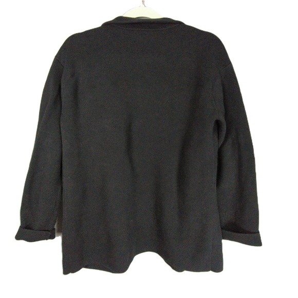 Talbots Sweater Blazer‎ Womens Petite M Black Cotton Blend Open Front - Picture 4 of 6